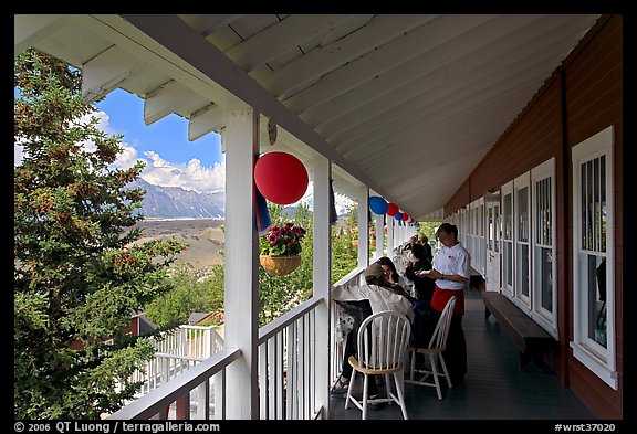 Porch of Kennicott Lodge. Wrangell-St Elias National Park, Alaska, USA.