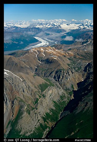 Aerial view of Chitistone Mountains. Wrangell-St Elias National Park, Alaska, USA.