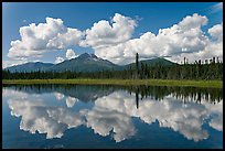 Clouds, mountains, and reflections. Wrangell-St Elias National Park, Alaska, USA. (color)