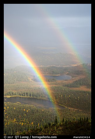 Double rainbow over valley with lakes. Wrangell-St Elias National Park (color)
