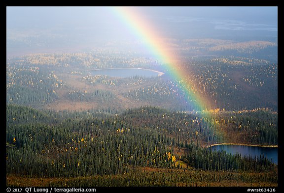 Rainbow and lakes from above. Wrangell-St Elias National Park (color)