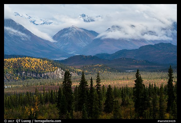 Snowy mountains above Nabesna River Valley. Wrangell-St Elias National Park (color)
