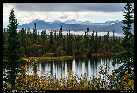 Rock Lake and Wrangell range in autumn. Wrangell-St Elias National Park (color)