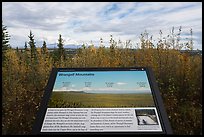 Wrangell Mountains interpretive sign. Wrangell-St Elias National Park, Alaska, USA.