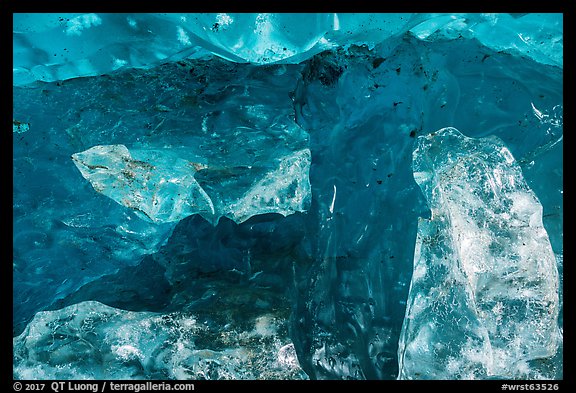 Glacier cave wall with transparent blocks. Wrangell-St Elias National Park (color)