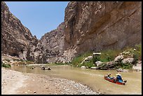 Paddling the Rio Grande in Boquillas Canyon. Big Bend National Park, Texas, USA. (color)