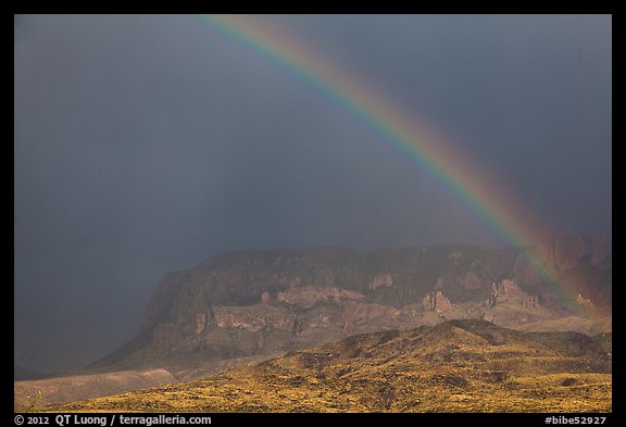 Rainbow over Chisos Mountains. Big Bend National Park, Texas, USA.