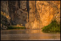 Santa Elena Canyon walls reflected in Terlingua Creek. Big Bend National Park, Texas, USA.