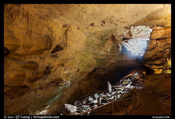 Large cave room and natural entrance. Carlsbad Caverns National Park (color)
