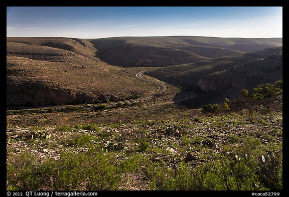 Walnut Canyon and road from above. Carlsbad Caverns National Park, New Mexico, USA.