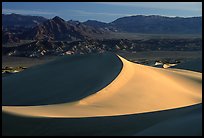 Mesquite Sand dunes and Amargosa Range, early morning. Death Valley National Park, California, USA. (color)