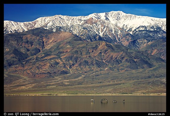 Telescope Peak, rare Manly Lake with dragon. Death Valley National Park, California, USA.