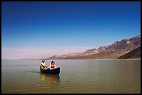 Canoe in Death Valley Lake in March 2005. Death Valley National Park, California, USA. (color)