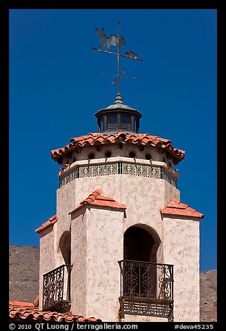 Tower and weathervane, Scotty's Castle. Death Valley National Park, California, USA.
