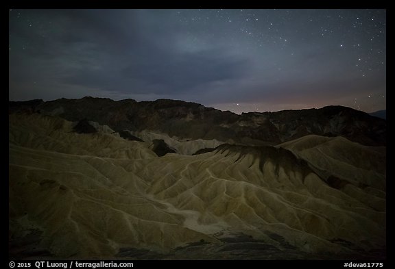 Badlands at night. Death Valley National Park, California, USA.