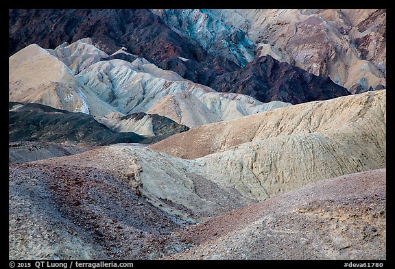 Multicolored badlands, Twenty Mule Team Canyon. Death Valley National Park (color)
