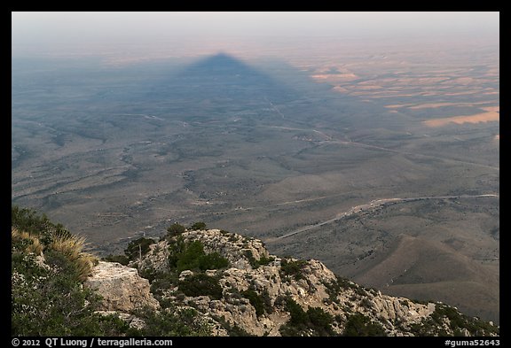 Shadow of Guadalupe Peak at sunset. Guadalupe Mountains National Park (color)