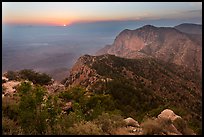 Bush Mountain and sunset, viewed from Guadalupe Peak. Guadalupe Mountains National Park, Texas, USA. (color)