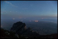 El Capitan and plain from Guadalupe Peak at night. Guadalupe Mountains National Park, Texas, USA.