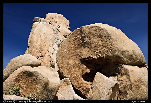 Rocks with climbers in a distance. Joshua Tree National Park (color)