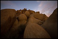 Granite boulders at night. Joshua Tree National Park, California, USA.