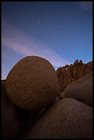 Jumbo Rocks boulders at night. Joshua Tree National Park, California, USA.