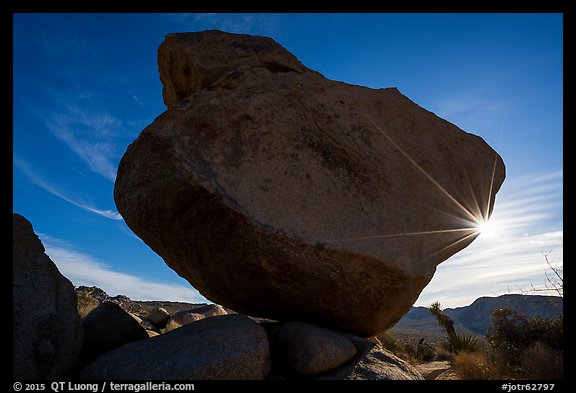 Balanced Rock with sunstar. Joshua Tree National Park (color)