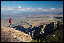 Visitor looking, Rincon Peak. Saguaro National Park, Arizona, USA.
