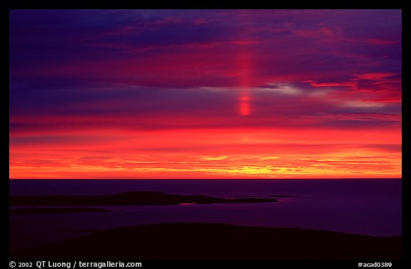 Sun pillar from Cadillac mountain. Acadia National Park (color)