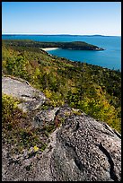 Granite slab and Sand Beach from Gorham Mountain. Acadia National Park ( color)