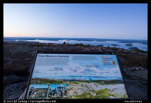 From Shores to Summits interpretive sign, Cadillac Mountain. Acadia National Park (color)