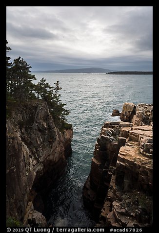 Sea cliffs of Ravens Nest and Cadillac Mountain. Acadia National Park (color)