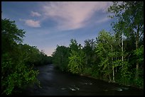 Cuyahoga River at night. Cuyahoga Valley National Park, Ohio, USA.