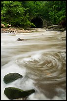 Tinkers Creek flowing into Viaduct Bridge, high flow, Bedford Reservation. Cuyahoga Valley National Park ( color)