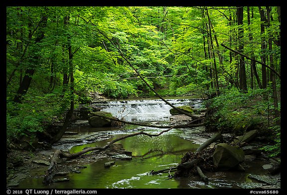 Deerlick Creek with cascade, Bedford Reservation. Cuyahoga Valley National Park (color)