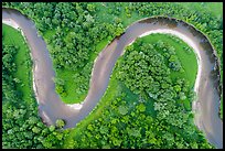 Aerial view of Cuyahoga River meanders looking down. Cuyahoga Valley National Park ( color)