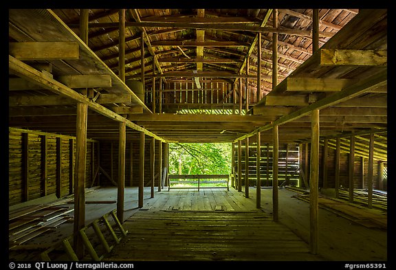 Inside Palmer Barn, Little Cataloochee, North Carolina. Great Smoky Mountains National Park (color)