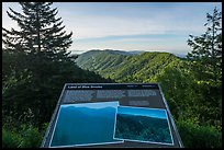 Land of blue smoke interpretive sign, North Carolina. Great Smoky Mountains National Park, USA.