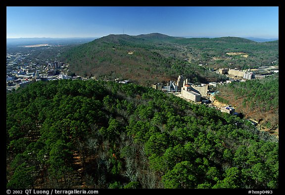 View of Hot Springs from the mountain tower in winter. Hot Springs National Park, Arkansas, USA.