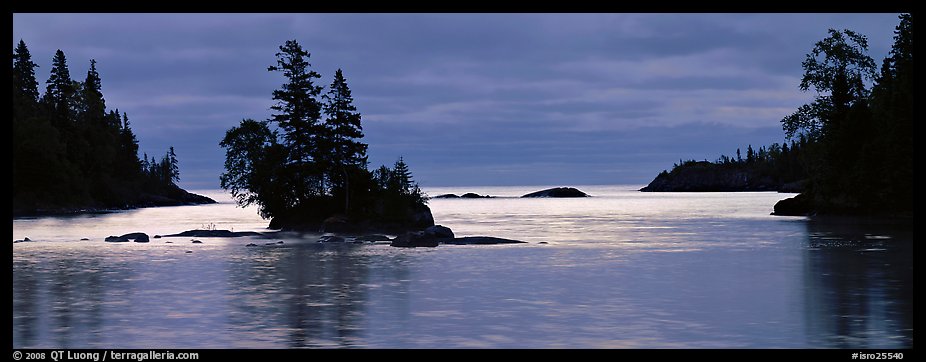 North woods lakescape with silhouetted trees. Isle Royale National Park (color)