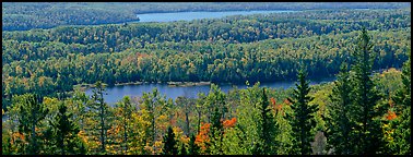 Lakes and forest in autumn. Isle Royale National Park (Panoramic color)