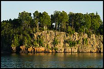 Sea cliffs and trees, late afternoon. Isle Royale National Park ( color)