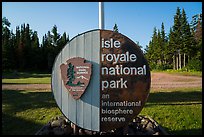 Isle Royale National Park sign, Mott Island. Isle Royale National Park ( color)