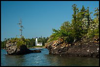 Islets and Rock Harbor Lighthouse. Isle Royale National Park, Michigan, USA.