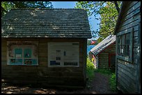 Bangsund Cabin with technical posters and norvegian flag. Isle Royale National Park ( color)