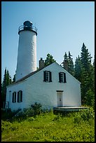 Close view of Rock Harbor Lighthouse. Isle Royale National Park, Michigan, USA.