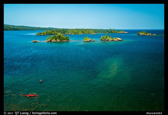 Kayakers and Caribou Island. Isle Royale National Park (color)