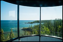 View from inside top of Rock Harbor Lighthouse. Isle Royale National Park, Michigan, USA.
