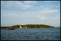 Distant view of Rock Harbor Lighthouse. Isle Royale National Park, Michigan, USA.