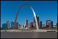 Arch and skyline across Mississippi River. Gateway Arch National Park ( color)